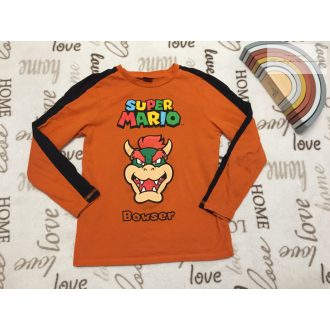   George 8-9 év 128 -134 -cm  fekete - narancssárga, Super Mario feliratos pamut fiú felső- újszerű,hibátlan