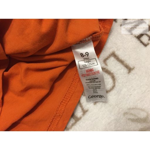 George 8-9 év 128 -134 -cm  fekete - narancssárga, Super Mario feliratos pamut fiú felső- újszerű,hibátlan