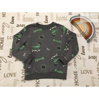   Primark 7-8 év 122-128 cm zöld, dinó mintás pamut fiú felső/ pulóver- újszerű,hibátlan