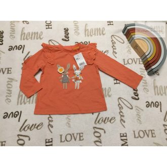   Mothercare 9-12 hó 80 cm vállán madeirás,nyuszi  mintás pamut lány felső -új, címkés
