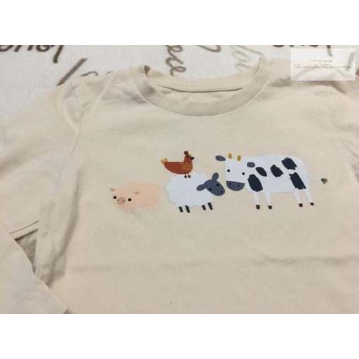 Matalan 3-4 év 98-104 cm bézs, boci-birka  mintás pamut fiú felső-új, szettet bontottam