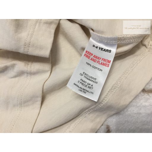 Matalan 3-4 év 98-104 cm bézs, boci-birka  mintás pamut fiú felső-új, szettet bontottam