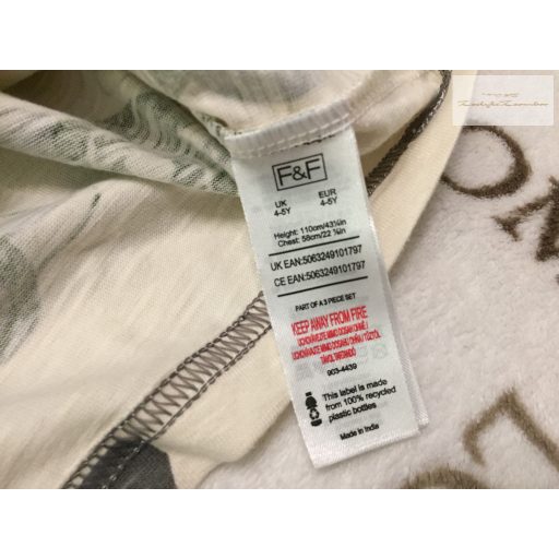 F§F 4-5 év 110 cm bézs, khaki versenyautó mintás pamut  fiú felső -új, szettet bontottam