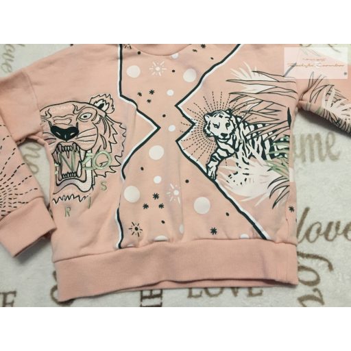 Kenzo 8 év 128 cm rózsaszín, tigris mintás puha pamut lány felső- újszerű,hibátlan