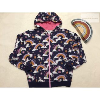   TU 11 év 146 cm kék, színes unikornis-szivárvány mintás pamut lány felső/ pulóver - újszerű,hibátlan