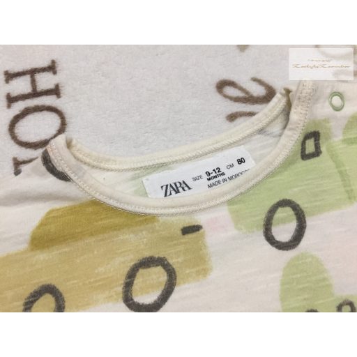 Zara 9-12 hó 80 cm színes jármű mintás pamut fiú felső - újszerű,hibátlan