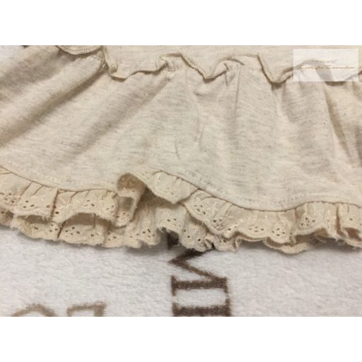 George 12  - 18 hó 86 cm bézs, fodros - madeirás, kislány mintás-feliratos pamut lány felső/ tunika - újszerű,hibátlan