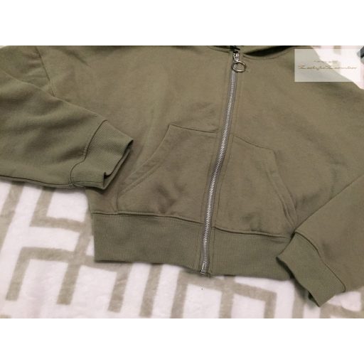 New Look 915 12-13 év 152-158 cm khaki rövid lány pamut felső/ pulóver- új, csak lecímkézve