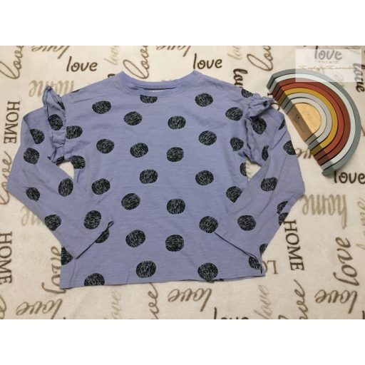 John Lewis 11 év 146 cm lila, nagy pöttyös-fodros pamut lány felső- újszerű,hibátlan