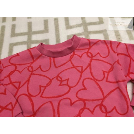 Matalan 2-3 év 98 cm rózsaszín, nagy szív mintás pamut lány felső/ pulóver -újszerű, hibátlan