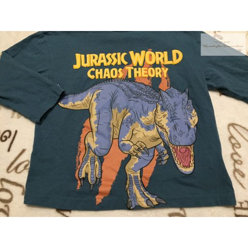 Jurassic World 4-5 év 104-110 cm zöld, dinó mintás pamut fiú felső - újszerű,hibátlan
