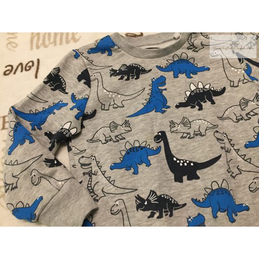 C§A 6-7 év 122 cm szürke, dinó mintás pamut fiú felső/ pulóver - újszerű,hibátlan