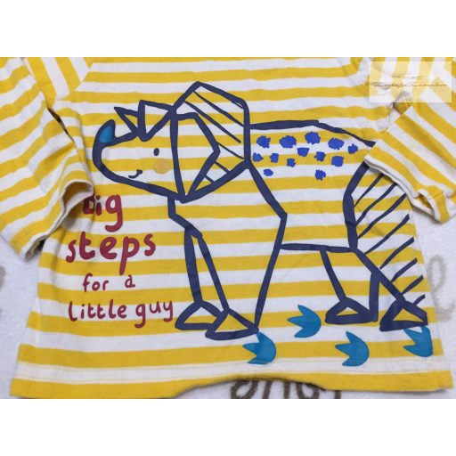 George 9 - 12 hó 74 - 80 cm  sárga csíkos dinó mintás pamut  fiú felső-újszerű,hibátlan