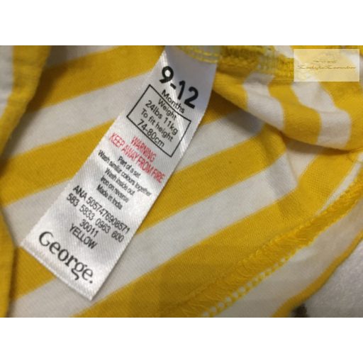George 9 - 12 hó 74 - 80 cm  sárga csíkos dinó mintás pamut  fiú felső-újszerű,hibátlan