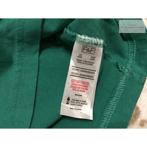 F§F 5-6 év 116 cm  zöld, oroszlán fej mintás-fekete feliratos  pamut fiú felső- újszerű,hibátlan