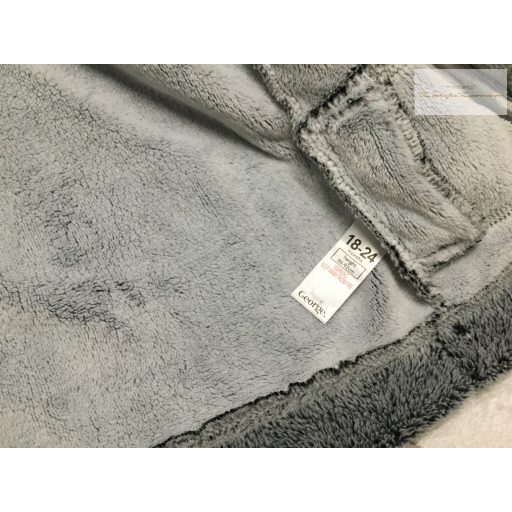 George 18  - 24 hó  86 - 92 cm szürke, puha szőrös kapucnis-cipzáros fiú felső/ pulóver - újszerű,hibátlan