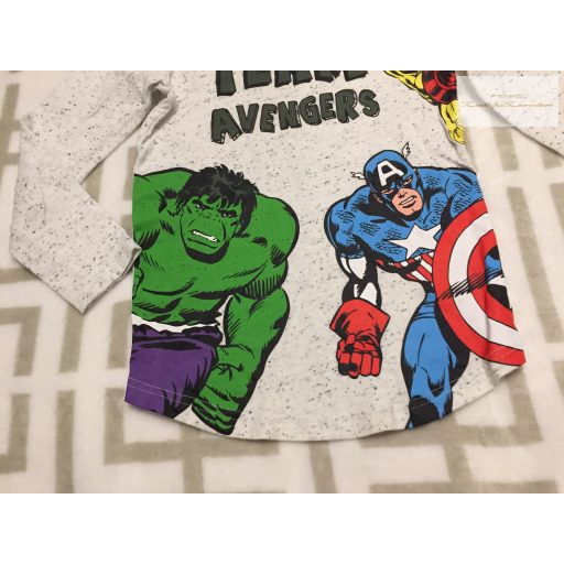 Marvel 7-8 év 122-128 cm szürke, Superhősök mintás pamut fiú felső - újszerű,hibátlan