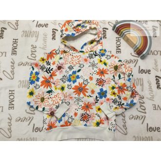   Next 12 év 152 cm fehér, színes virágmintás pamut lány kapucnis felső / pulóver  újszerű,hibátlan