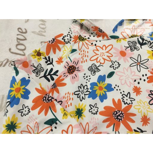 Next 12 év 152 cm fehér, színes virágmintás pamut lány kapucnis felső / pulóver  újszerű,hibátlan