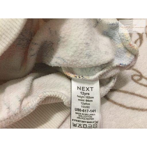 Next 12 év 152 cm fehér, színes virágmintás pamut lány kapucnis felső / pulóver  újszerű,hibátlan
