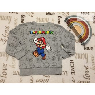   Super Mario 4 év 104 cm szürke, Super Mario mintás pamut fiú felső/ pulóver - újszerű,hibátlan