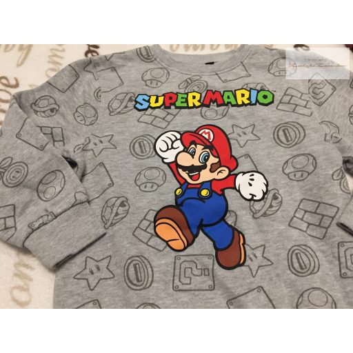 Super Mario 4 év 104 cm szürke, Super Mario mintás pamut fiú felső/ pulóver - újszerű,hibátlan