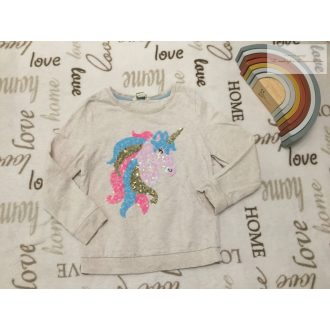   Monsoon 5-6 év 110 - 116 cm színes flitteres unikornis mintás  pamut lány  felső/ pulóver- újszerű,hibátlan