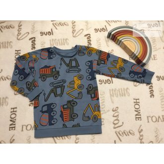   Matalan 5-6 év 110-116 cm kék, színes munkagép mintás pamut fiú felső/ pulóver újszerű,hibátlan