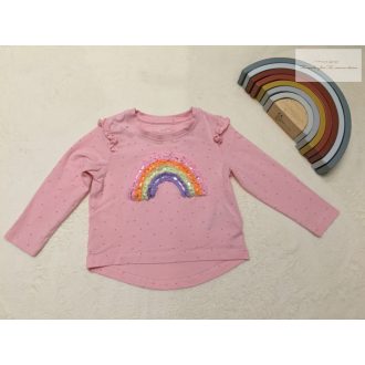   Primark 18- 24 hó 92 cm rózsaszín, szivárvány mintás pamut lány felső újszerű,hibátlan