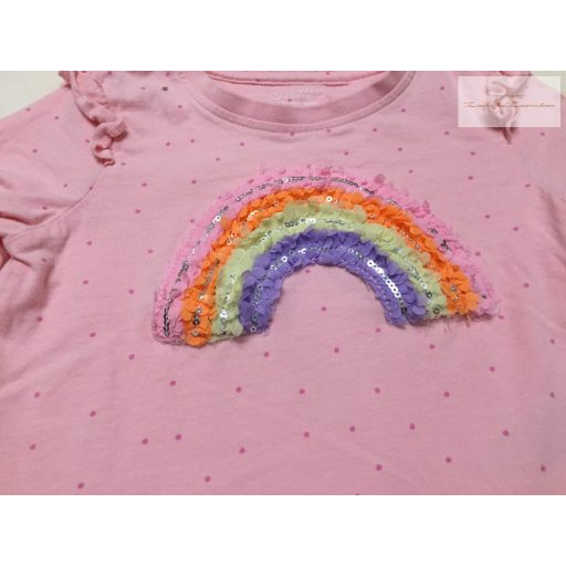 Primark 18- 24 hó 92 cm rózsaszín, szivárvány mintás pamut lány felső újszerű,hibátlan