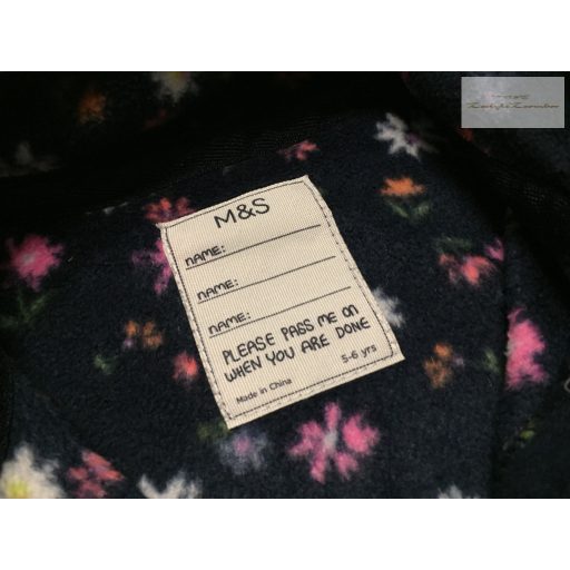 M§S 5-6 év 116 cm sötétkék, virágmintás puha polár lány felső/ pulóver.- újszerű,hibátlan