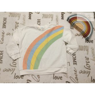   Primark 5-6 év 116 cm  bézs, szivárvány mintás pamut  lány felső/ pulóver- újszerű,hibátlan