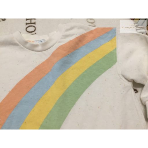 Primark 5-6 év 116 cm  bézs, szivárvány mintás pamut  lány felső/ pulóver- újszerű,hibátlan