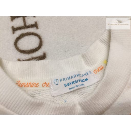 Primark 5-6 év 116 cm  bézs, szivárvány mintás pamut  lány felső/ pulóver- újszerű,hibátlan