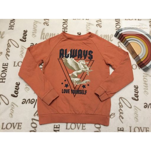 Name It 9-10 év 134-140 cm narancs, unikornis mintás feliratos pamut lány felső - újszerű,hibátlan