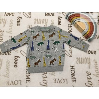 F§F 6-9 hó 74 cm 9 kg szürke, színes állat mintás pamut fiú felső/ pulóver újszerű, hibátlan   F§F 6-9 hó 74 cm 9 kg szürke, színes állat mintás pamut fiú felső/ pulóver újszerű, hibátlan