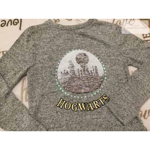 Harry Potter 8-9 év 134 cm Hogwarts feliratos -simizős finomkötött lány felső - újszerű,hibátlan