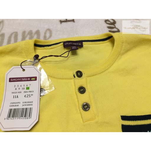 Sergent MAjor 11 év 146 cm sárga, vékony kötött fiú felső/ pulóver- új, címkés