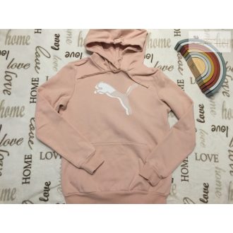   Puma 8-10 év 134-140 cm (S) rózsaszín - fehér puha pamut lány felső/ pulóver - újszerű,hibátlan