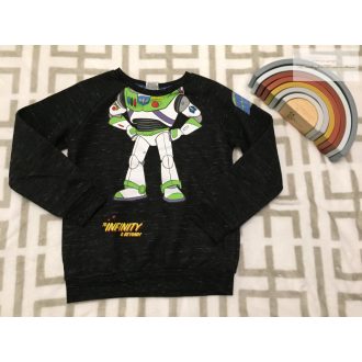   Toy Story 7-8 év 122 - 128 cm fekete Buzz mintás pamut fiú felső/ pulóver - újszerű, hibátlan