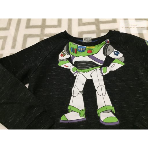 Toy Story 7-8 év 122 - 128 cm fekete Buzz mintás pamut fiú felső/ pulóver - újszerű, hibátlan