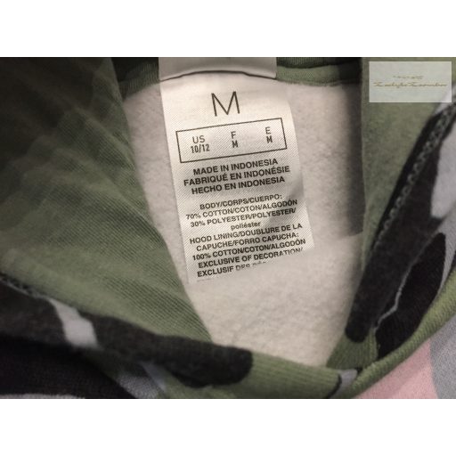 Adidas 10-12 év 146-152 cm (M) zöld - rózsaszín - fekete mintás puha pamut lány kapucnis felső/ pulóver- újszerű,hibátlan