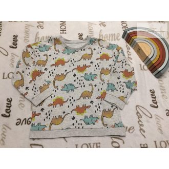   Matalan 5-6 év 110-116 cm szürke, színes dinó mintás pamut fiú felső / pulóver- újszerű,hibátlan