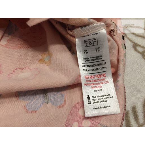 F§F 4-5 év 110 cm rózsaszín, gomba-mókus-süni mintás pamut lány felső- -újszerű,hibátlan