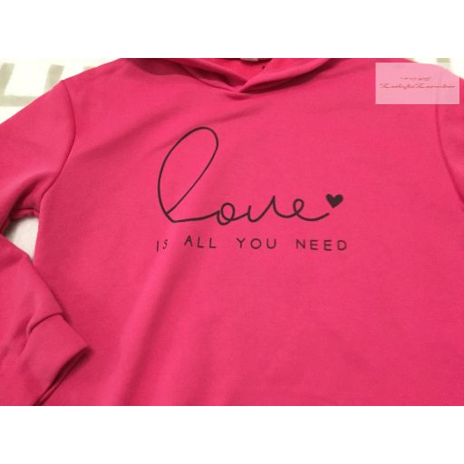 Shein 10 év 140 cm Love feliratos kapucnis lány felső - új, csak lecímkézve