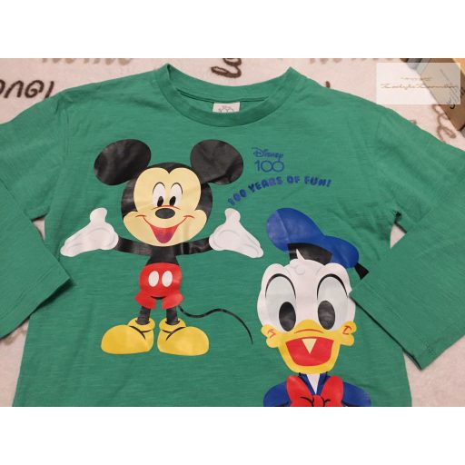 Disney 4-5 év  110 cm zöld, Mickey -Donald mintás pamut fiú felső  - új, szettet bontottam