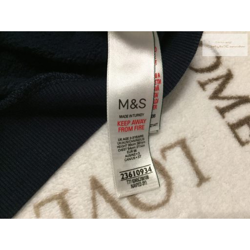M§S 2 - 3 év 92-98 cm sötétkék, Elza mintás pamut lány cipzáros felső/ pulóver- újszerű,hibátlan