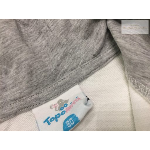 Topomini 9-12 hó 80 cm barna csíkos, vitorláshajó mintás hurkolt pamut fiú felső/ pulóver - újszerű,hibátlan