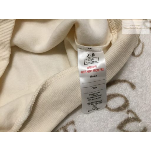 George 7-8 év 122-128 cm bézs, pöttyös, zebra fej mintás vastagabb pamut lány felső/ pulóver  -  új, csak lecímkézve