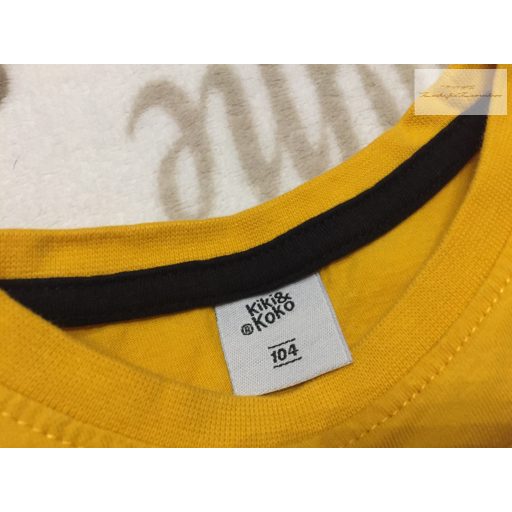 Kiki Koko 4 év 104 cm sárga, színes munkagép mintás - simizős pamut fiú felső- újszerű,hibátlan